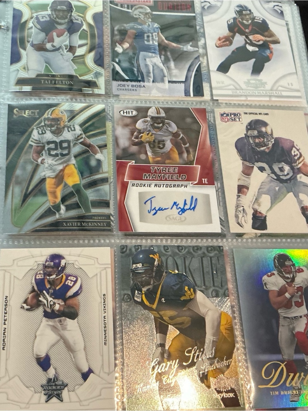 NFL Kids Football Card Binder Page - Blue, White, Yellow, Green, Red, Black